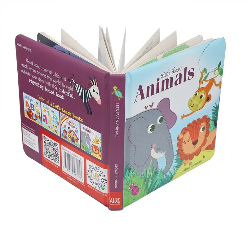 Custom children cardboard book printing Full Color Hardcover CardBoard kids art paper Children Books Printing For Student