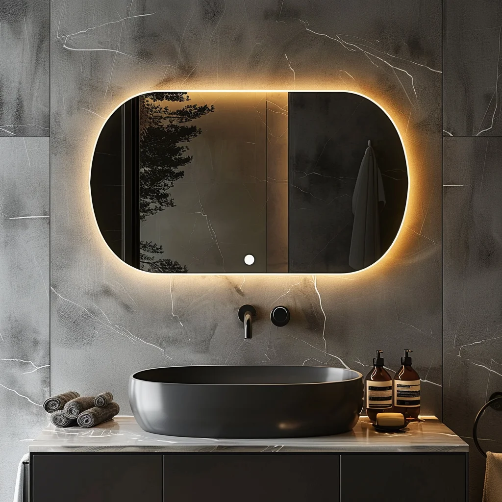 Washroom Oval Led Bathroom Wall Mirror Smart Led Bathroom Mirror Android With Touch Screen
