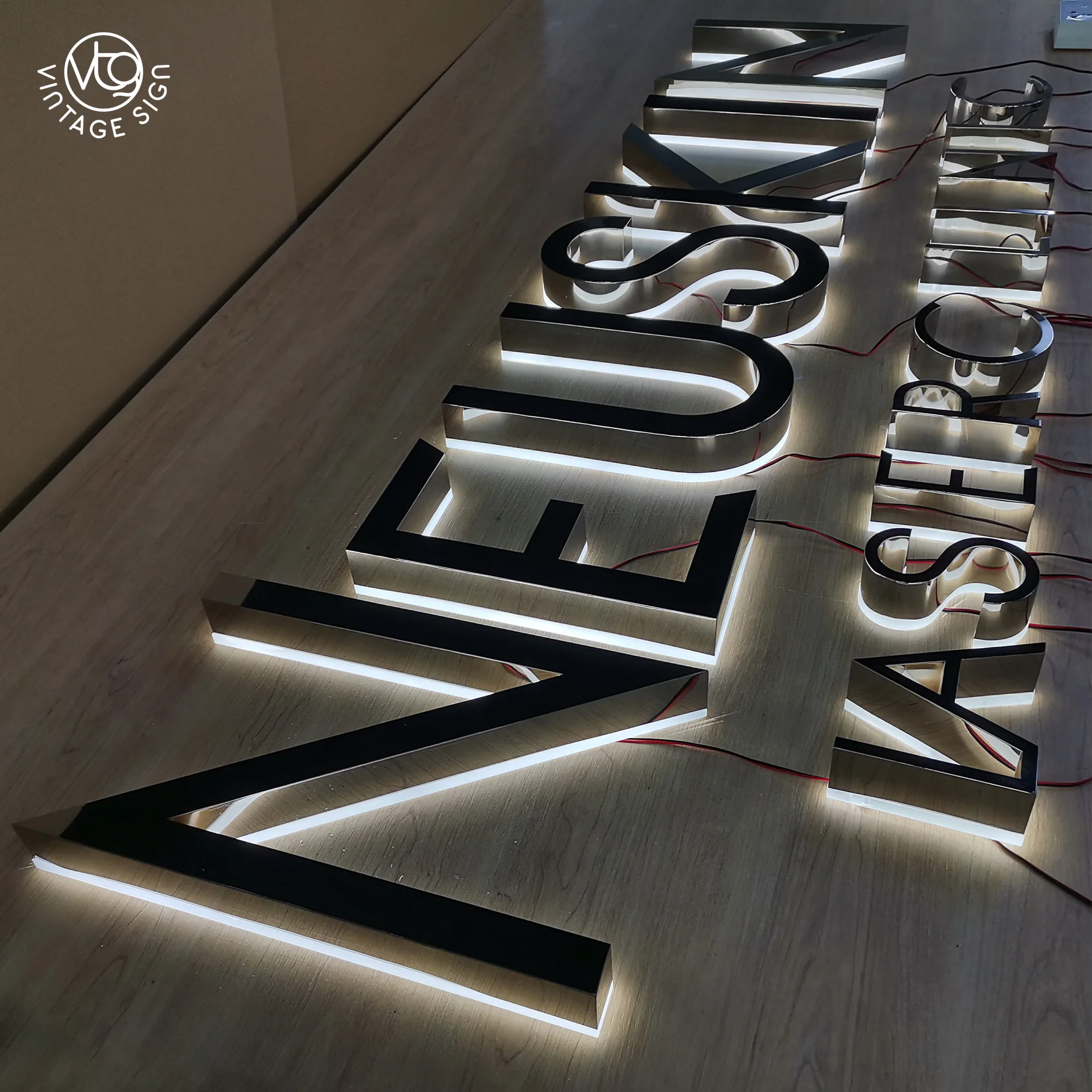 Company Lit Logo LED Banner Led Backlit Letters Outdoor Large Back Lighted Stainless Steel Sign With High Quality