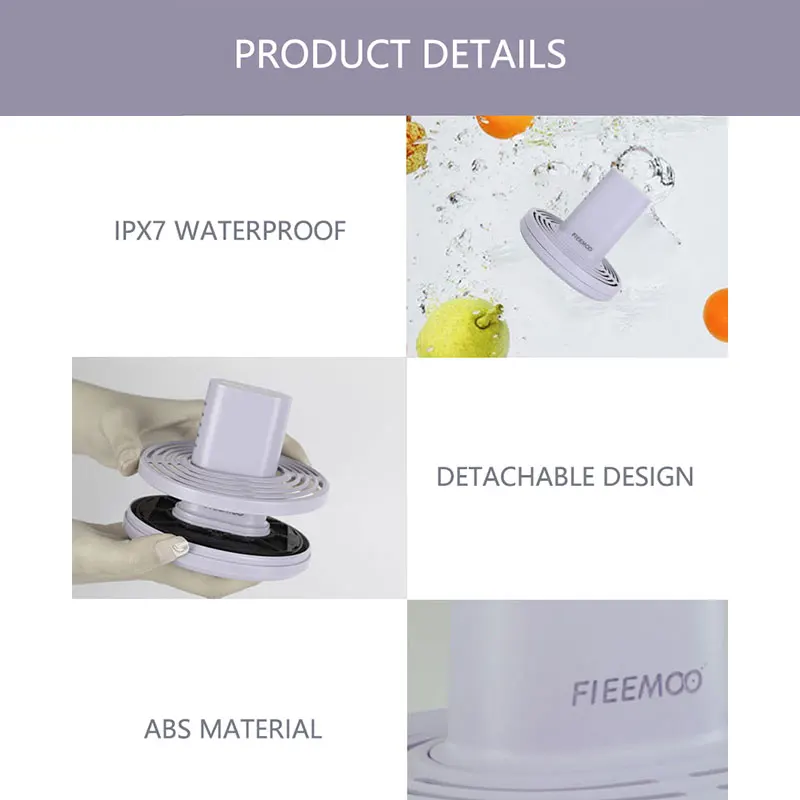 OEM/ODM logo package Independent design patent portable Fruit Vegetables Washing Machine food cleaner with wireless charging