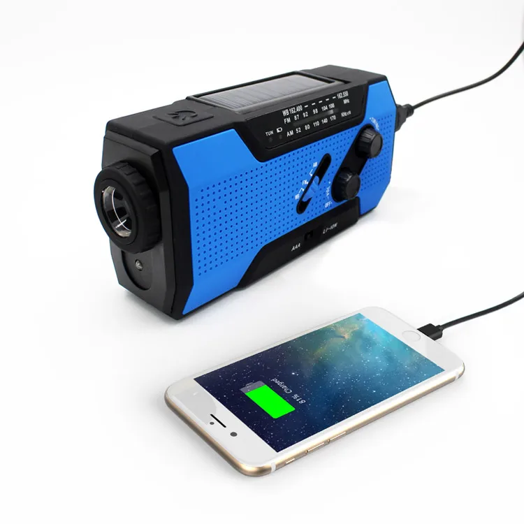 Disaster Emergency Radio 2000mah Solar Panel Phone Charger Hand Crank Generator