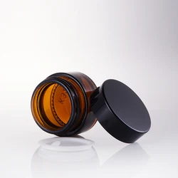 Luxury 15Ml 30G 50G 100G Empty Glass Face Lotion Containers Matte Frosted Amber Black Glass Cream Jar With Screw Lids
