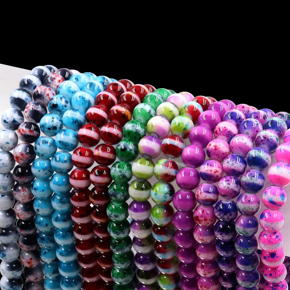10MM Chinese Colored Crystal Glass Bead String White Embellishment Bead Brush Accessories for round Bead Jewelry Making