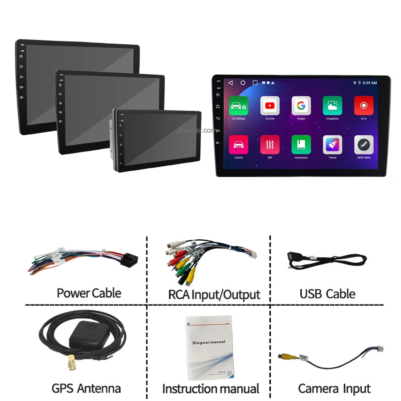 Zmecar Universal Android Car Player 7/9/10 Inch Touch Screen Android Auto CarPlay BT FM WIFI GPS Car Radio