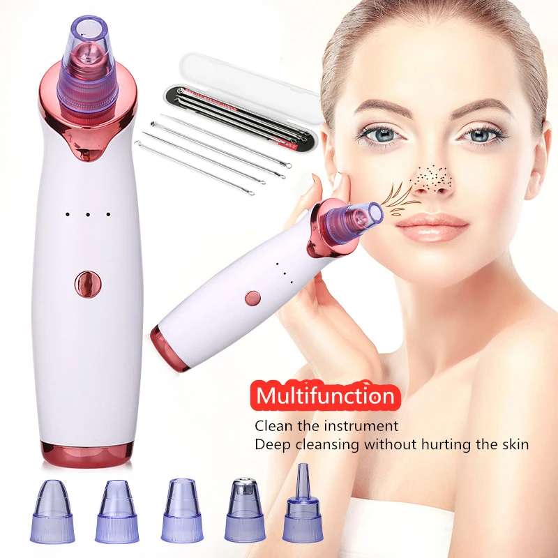 5 in 1 facial pore deep cleaning electric rechargeable lithium battery vacuum suction blackhead remover vacuum