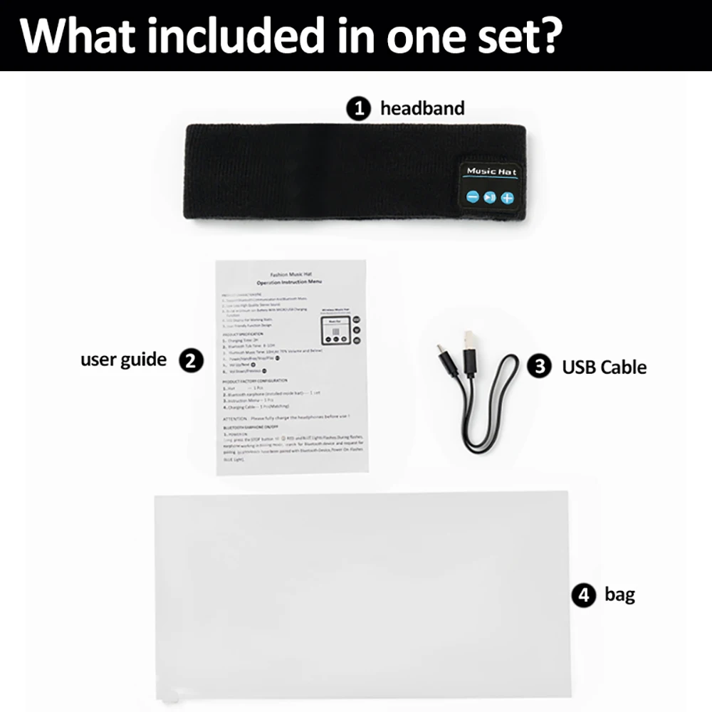 Wholesale Unisex Black Grey White Wireless Music Bluetooth 5.0 Sleeping Headphones Sports Headband Thin