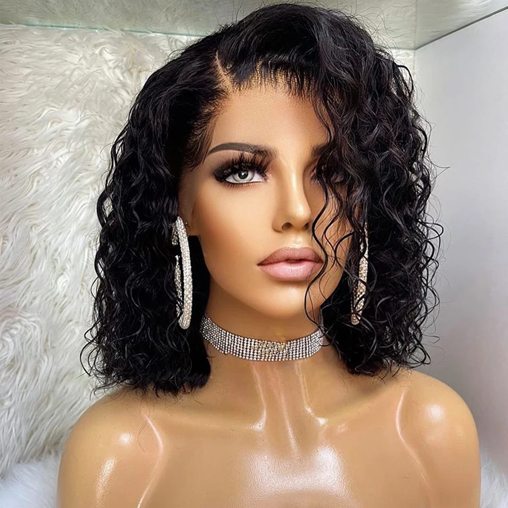 Yeswigs Cheap Peruvian Bob Wigs Human Hair Lace Front Deep Wave HD Lace Frontal Wig Kinky Curly Short Bob Wigs For Black Women