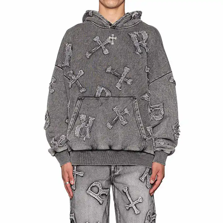 Manufacturer Thick Streetwear Distressed Hoodie Custom Fabric Heavyweight Oversized Vintage Custom Hoodies