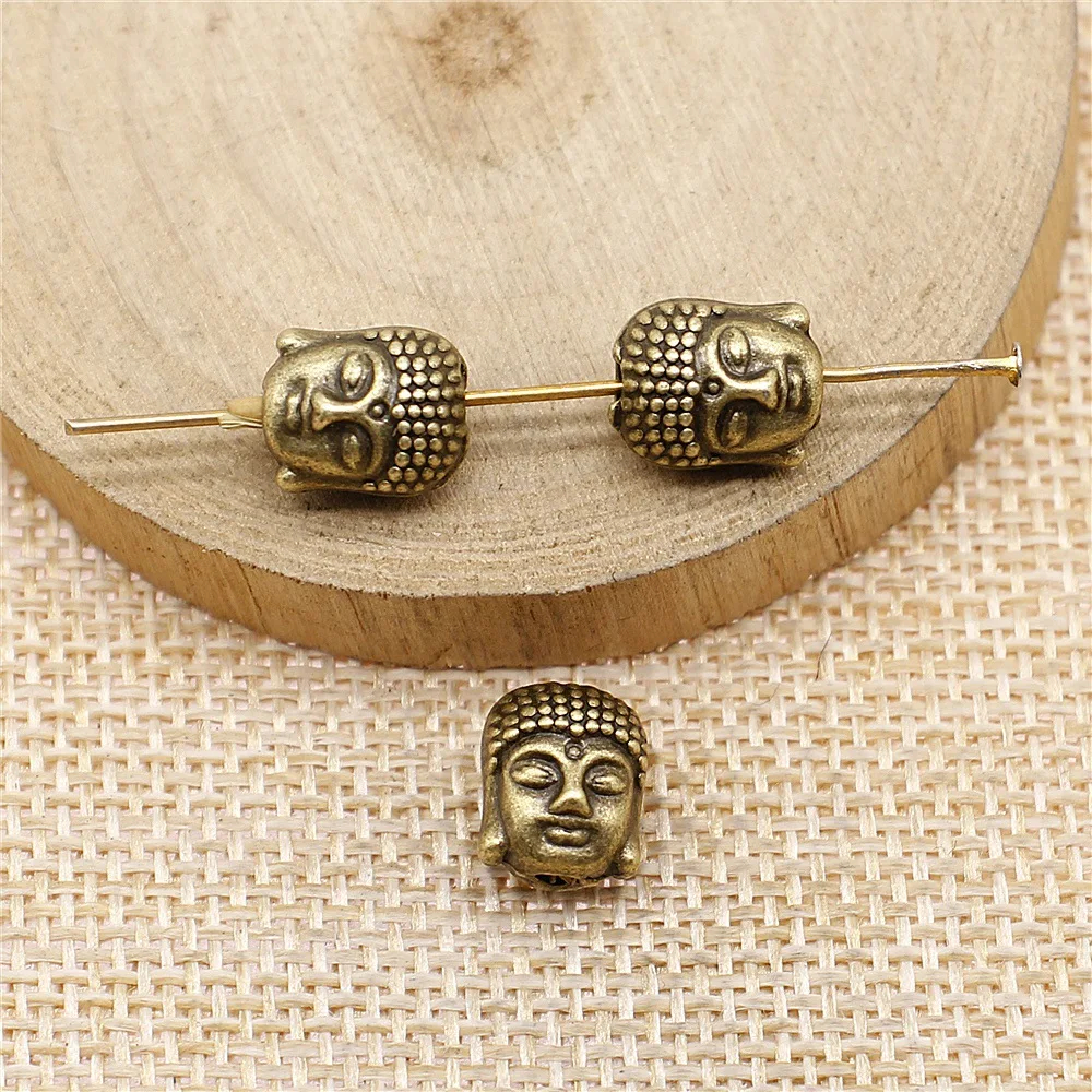 Antique Bronze Silver Gold Plated Alloy Buddha Head Beads Charm Jewelry Accessories Fit Strand Bracelets