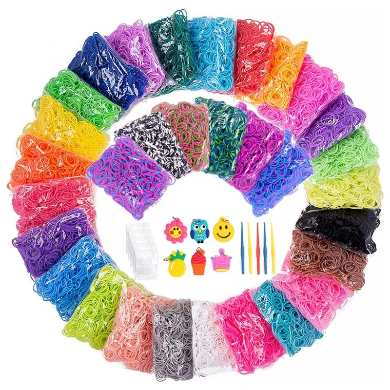 15000+ Loom Bands Starter Kit Rubber Band Refill Kit DIY Handmade Craft Bracelet Box Set