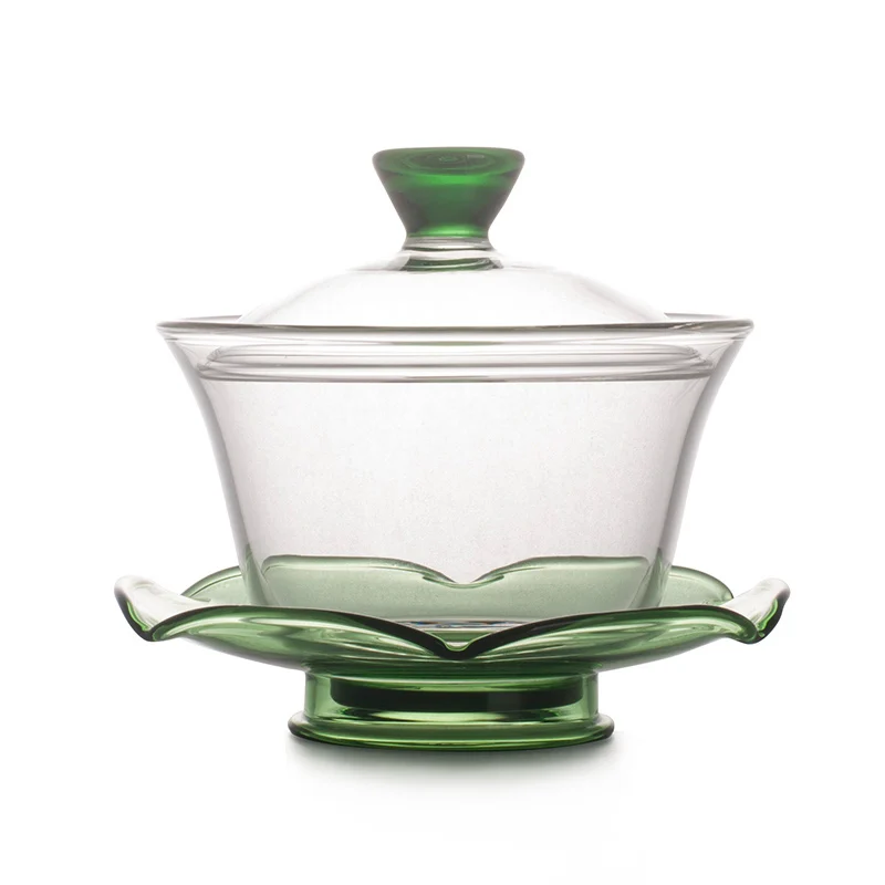 
150ml Transparent blue green yellow Glass Gaiwan Teapot 