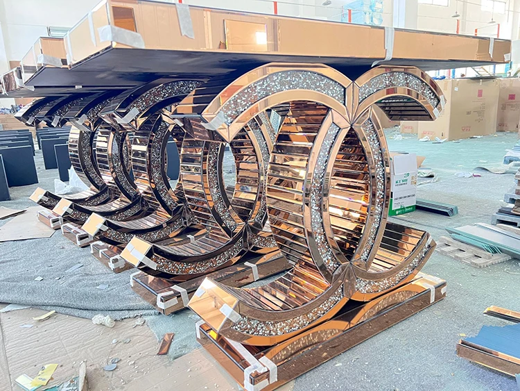 Wholesale Nordic Console Table With Mirror Living Room Furniture Modern Crushed Crystal Diamond Luxury Console Table Set