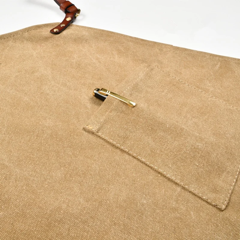 Split work overalls hanging neck leather shoulder strap canvas apron men protective overalls welder apron custom logo