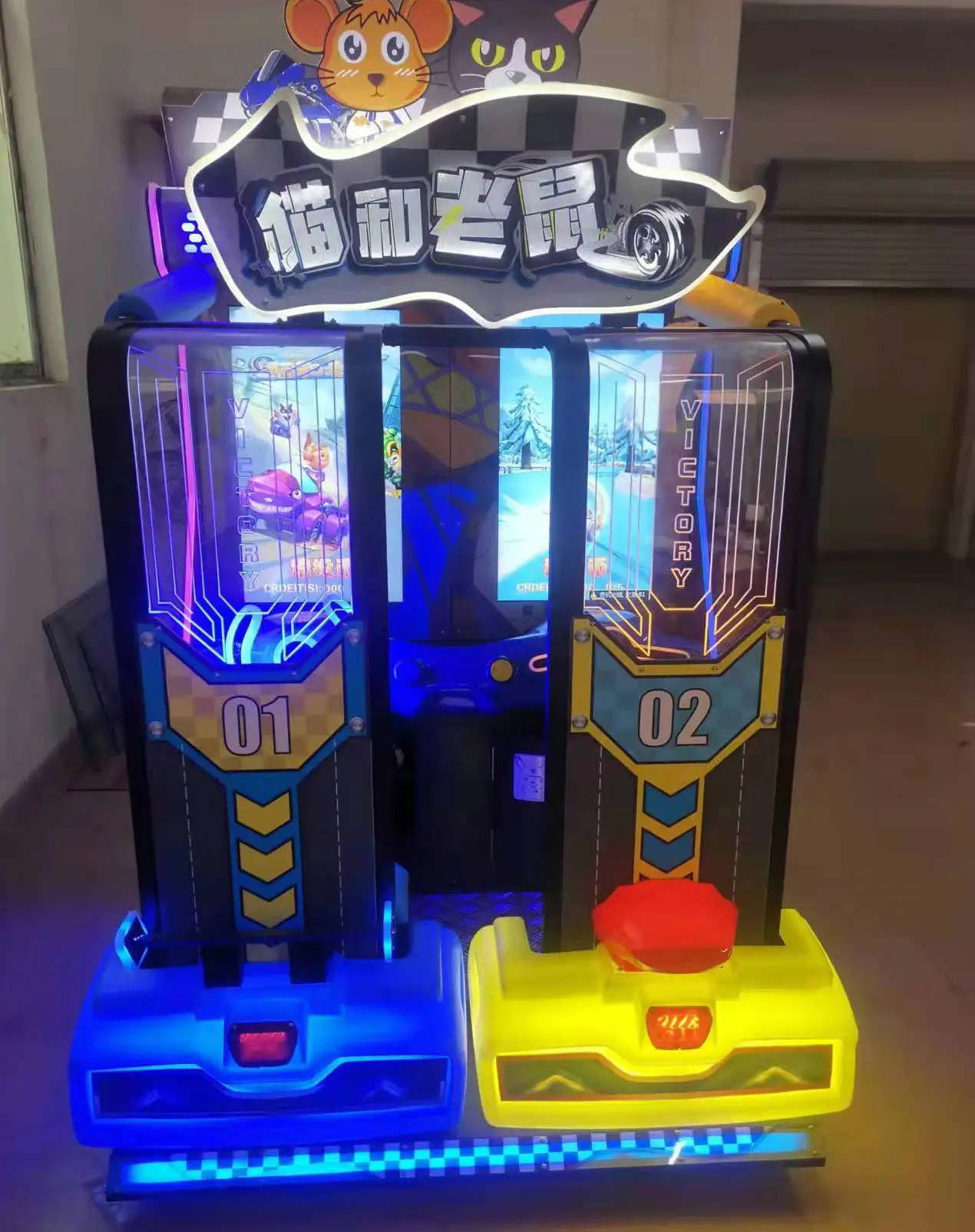 Coin Operated Arcade Video Game Machine cartoon style The Cat And The Mouse racing Simulator game Machine