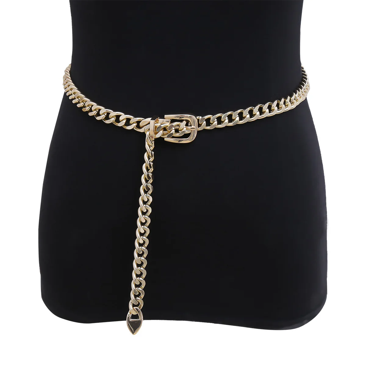 2021 hot-sale products catwalk show gold aluminum waist chain fashion skirt abdomen accessories hang thick body chain