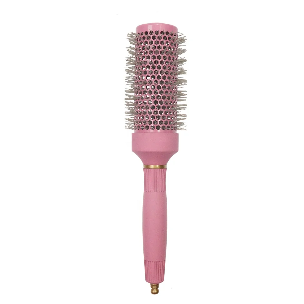 Salon High Temperature Resistance Ceramic Aluminum Round Roll Comb Bristle Fluffy Curling Styling Curly Hair Comb