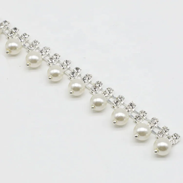 Лента со стразами жемчужная цепочка для свадебного