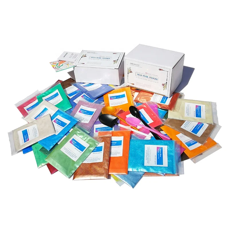 
24 colors mica pearl pigment powder for soap, bath bomb, eye shadow, nail gel, epoxy resin, 10g/color 