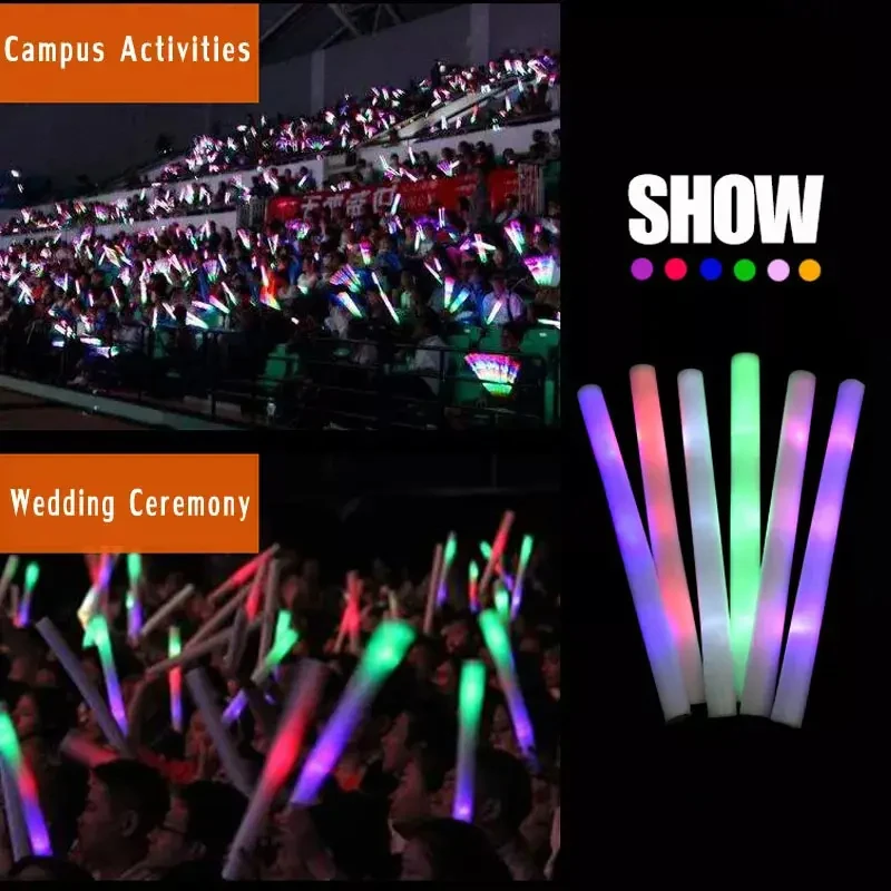 Palmy Cheer Luminous Tube Rgb Dj Night Club Concert beads Toy Glow Sticks Bulk luminous Led Light Foam Stick Party Supplies