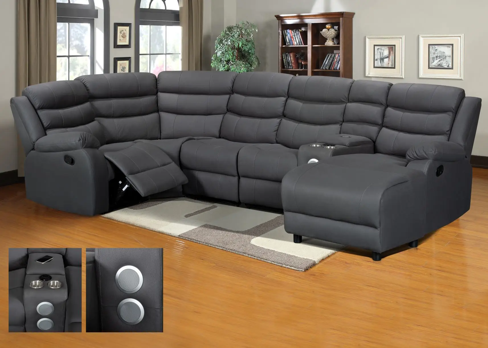 CY Factory Direct Price Air Leather Manual Living Room section Manual Recliner Sofa Set