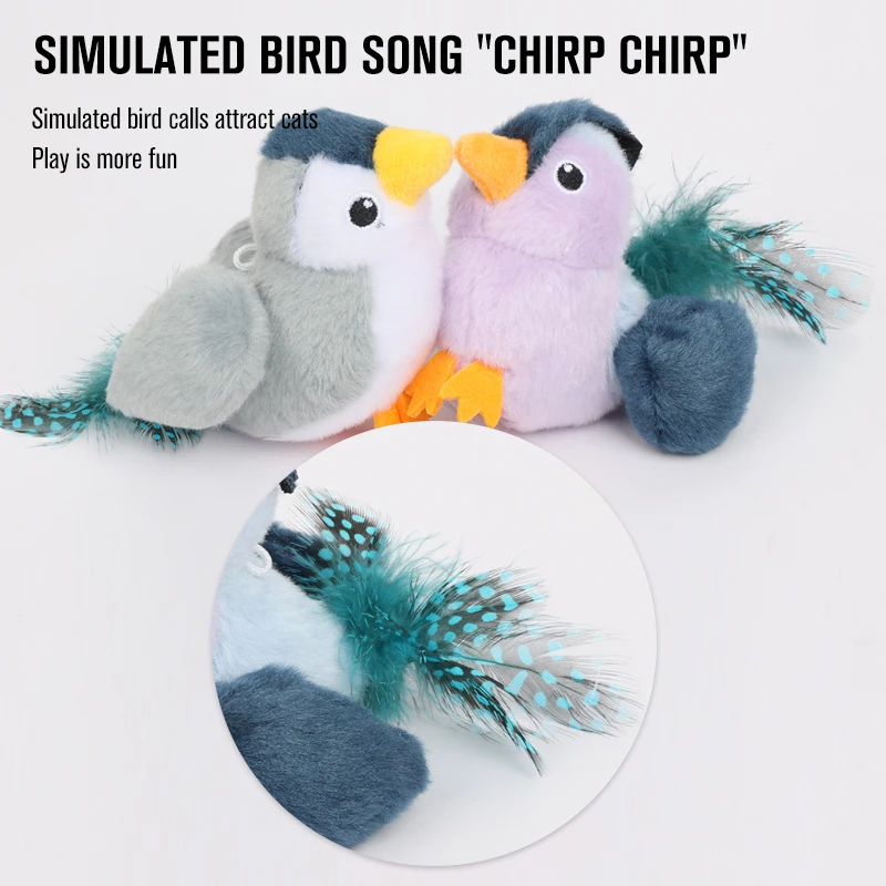 Factory Wholesale Bird Shape Interactive Cat Teaser Plush Toy