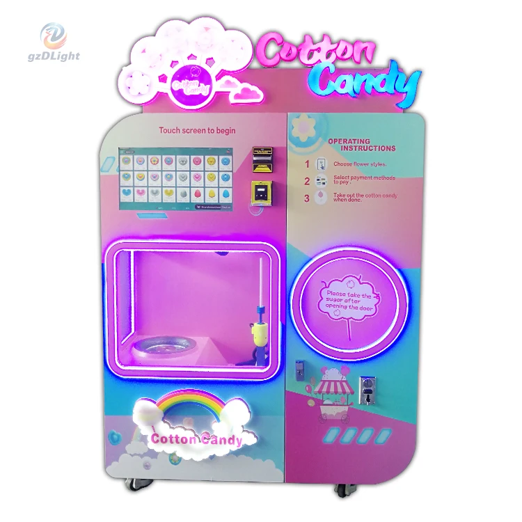 Automated Shopping Mall Amusement Park Uses Cotton Candy Vending Cotton Candy Machine