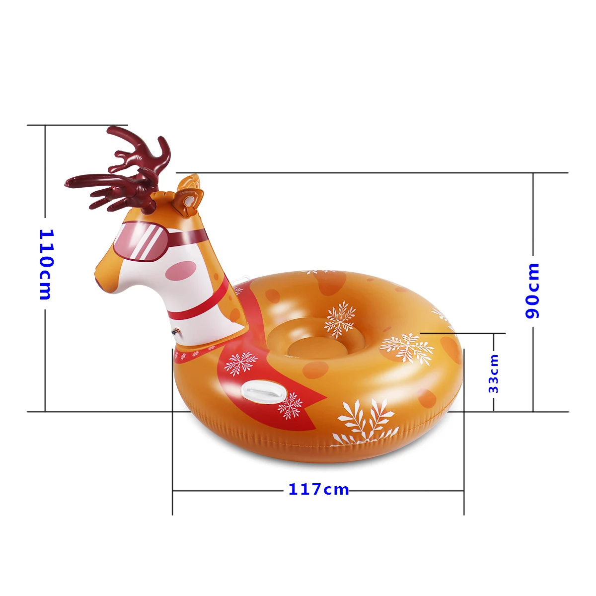 Factory Custom Elk Design Winter Snow Tube Sledding Inflatable Snow Sled for Kids and Adults