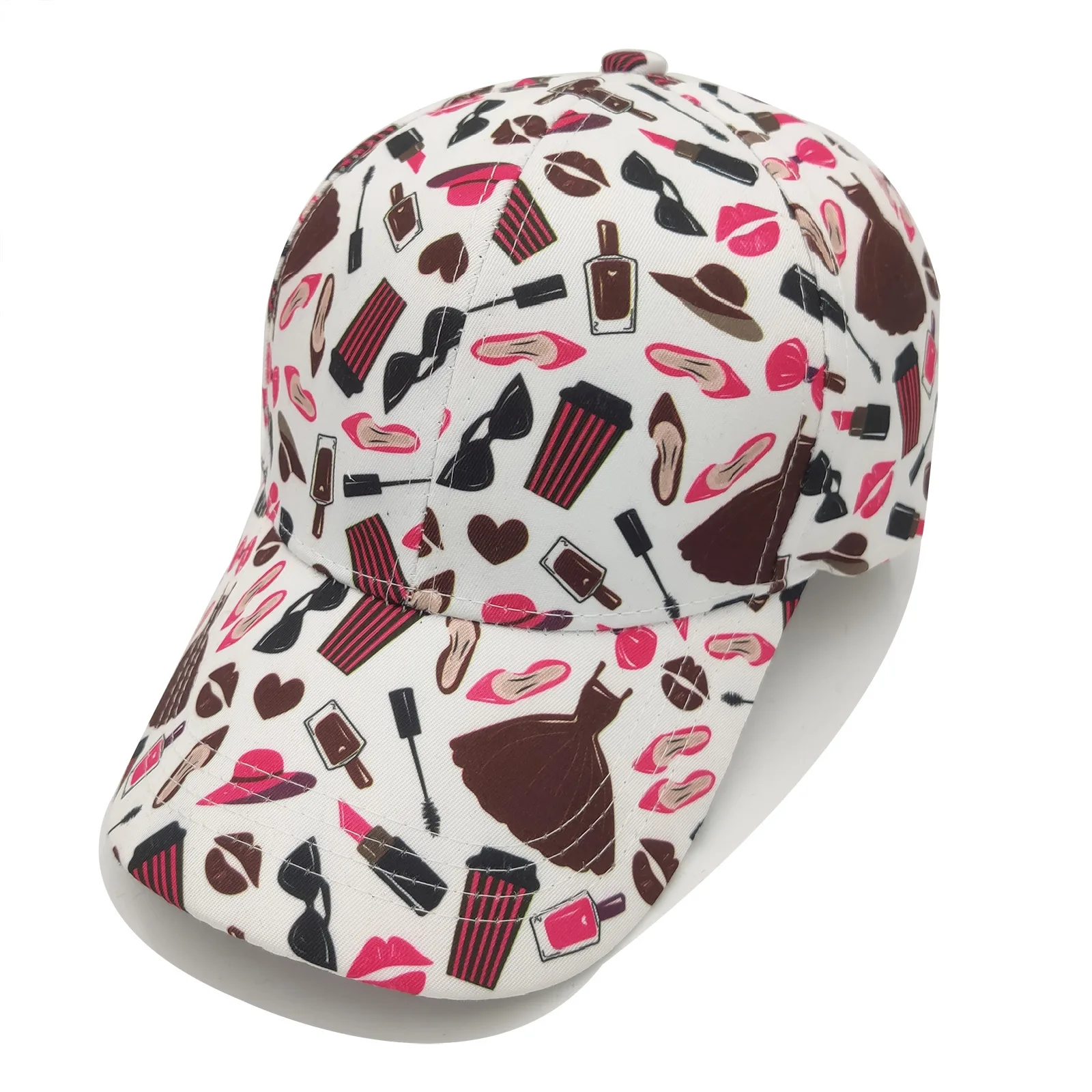 2014 cheap cute adjustable white  sublimation printed designer golf baseball caps hats for cycling