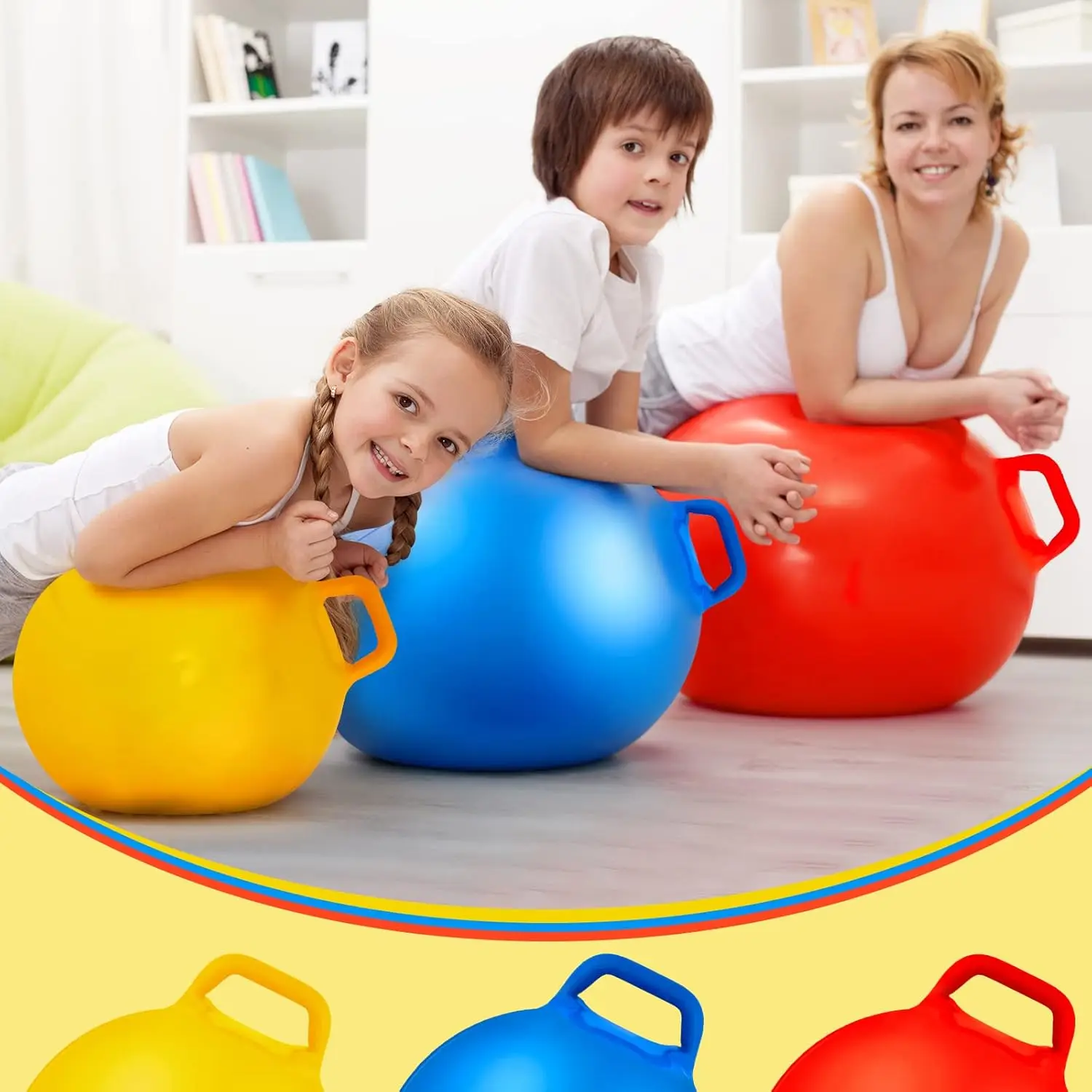 Hopper Ball 18 Inch Outdoor Bouncy Balls with Handles and Air Pump Jumping Hopping Ball for Sports School Games Exercise Factory