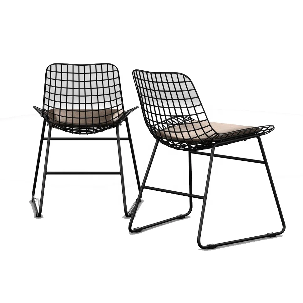 Nordic style net structure metal black dining chair living room furniture