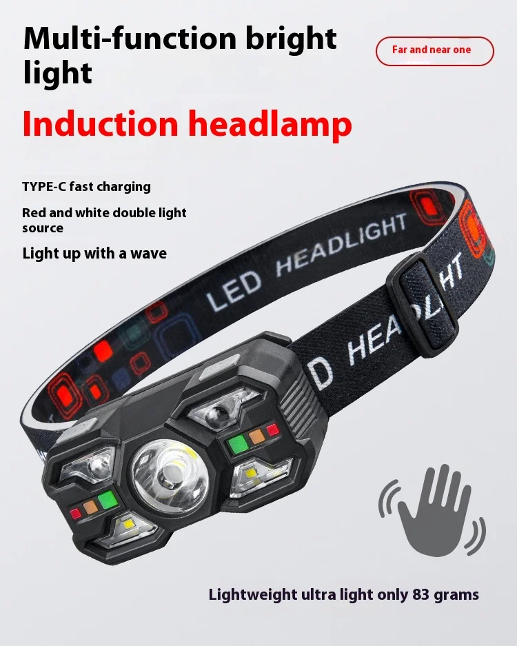 New Motion Sensor Usb Xpg Led Smd White Red Light 5 Modes Outdoor Rechargeable Led Headlamps