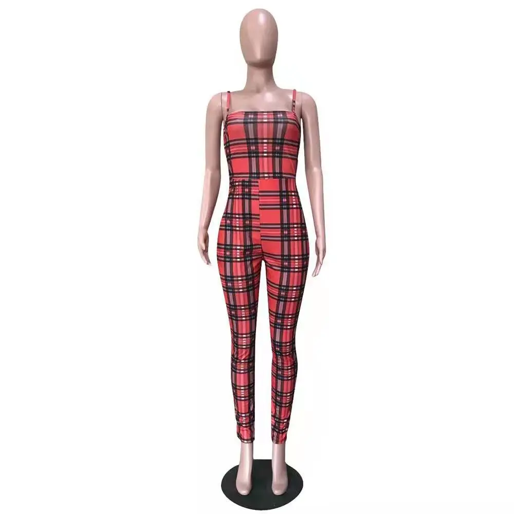 
Summer fashion strapless suspenders plaid pants women rompers 