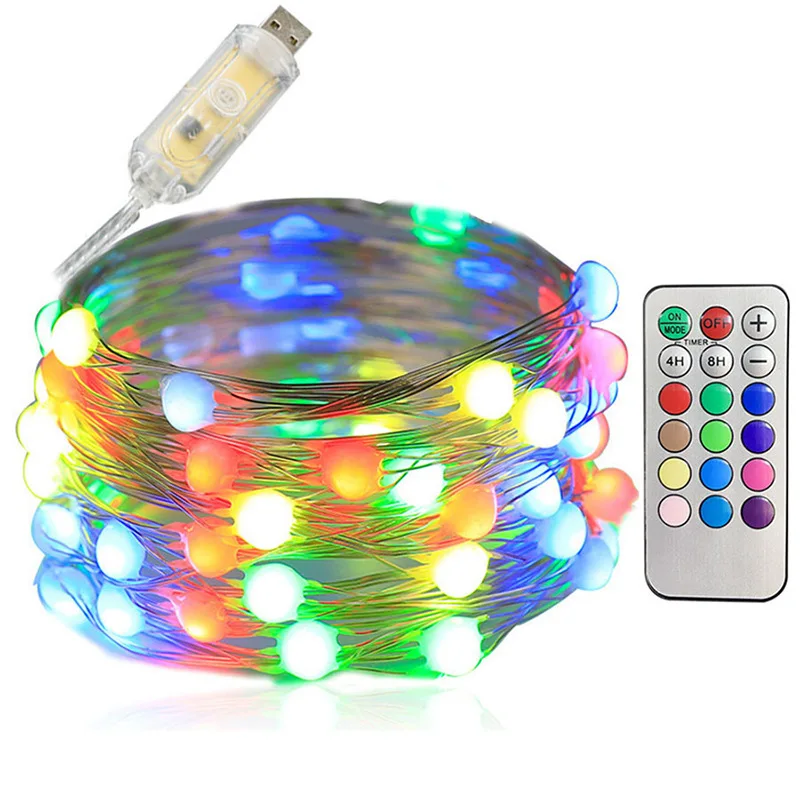 10m Fairy Lights RGB Smart Christmas Tree Lights Point APP Control Colorful USB Powered Flash Christmas Outdoor RGB Led String