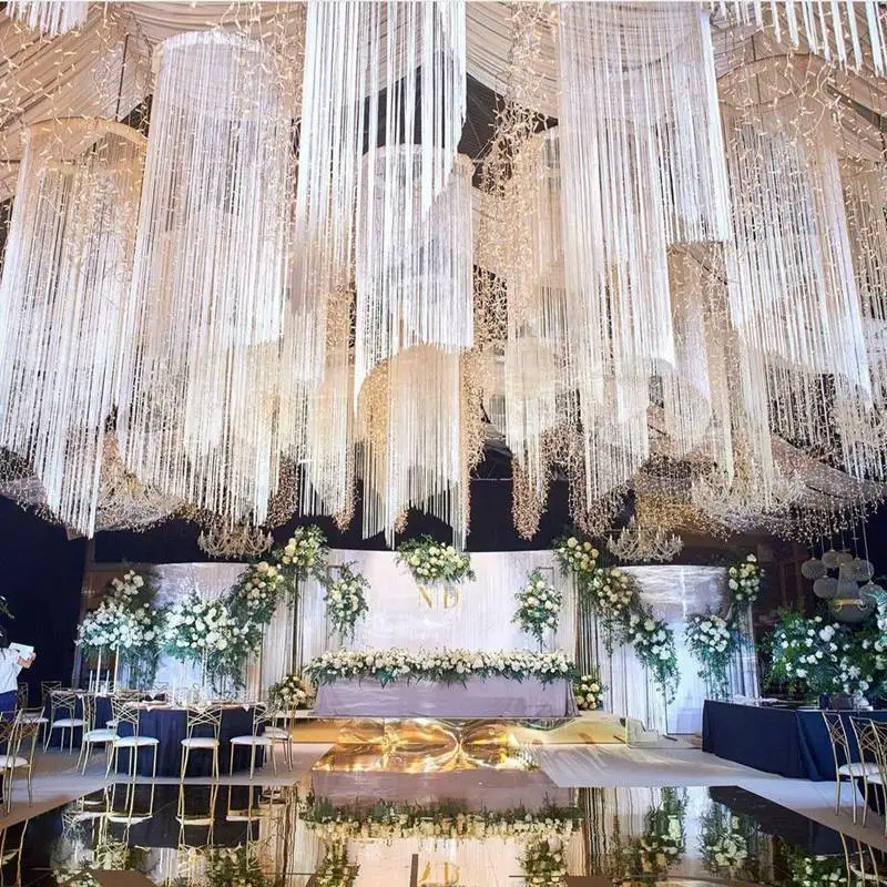 Glitter String Door Curtain Beads Hanging Beaded Fringe Fabric Tassel Window Panel Home Living Wedding Decor