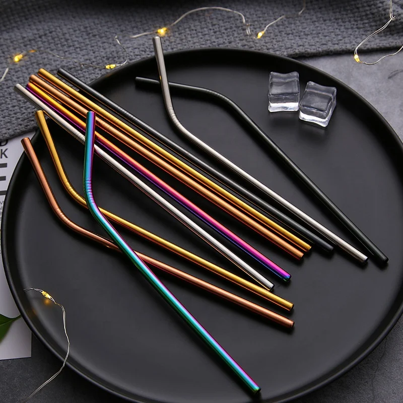 
2020 Amazon Top Seller Stainless Steel Metal Drinking Straws with Cleaning Brush Metal Straws 