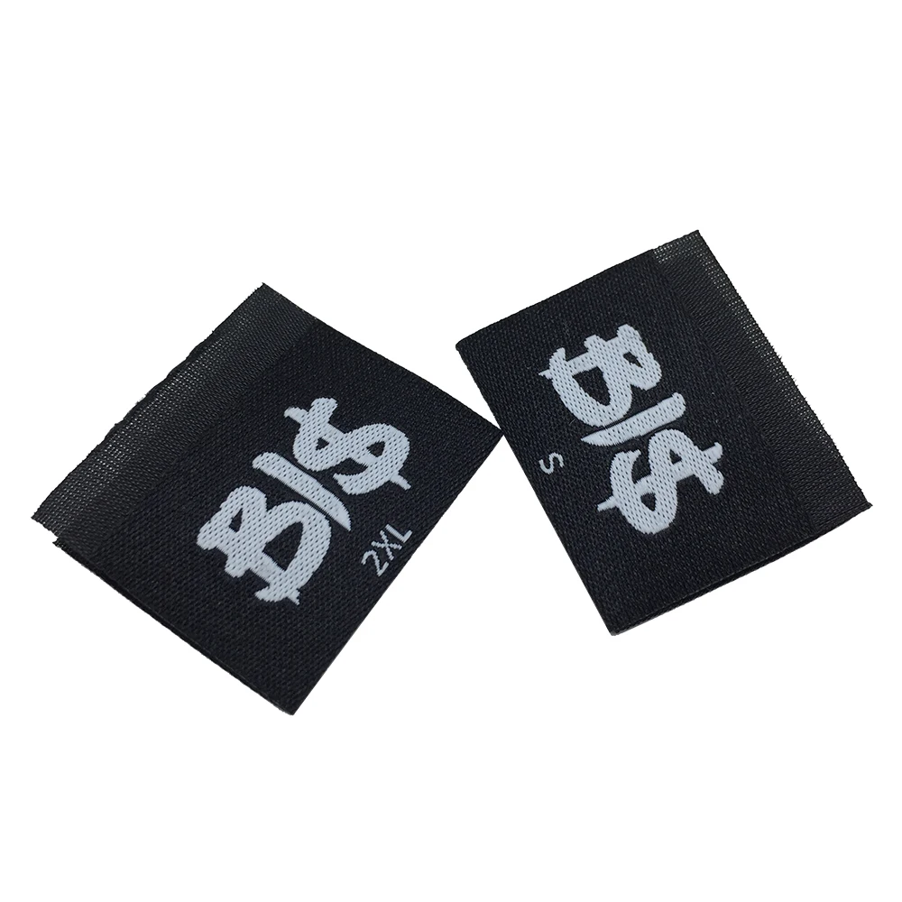 Модный логотип, высокая плотность, дамасский атлас, основной размер, шея, ткань, этикетка, одежда, тканые этикетки для одежды