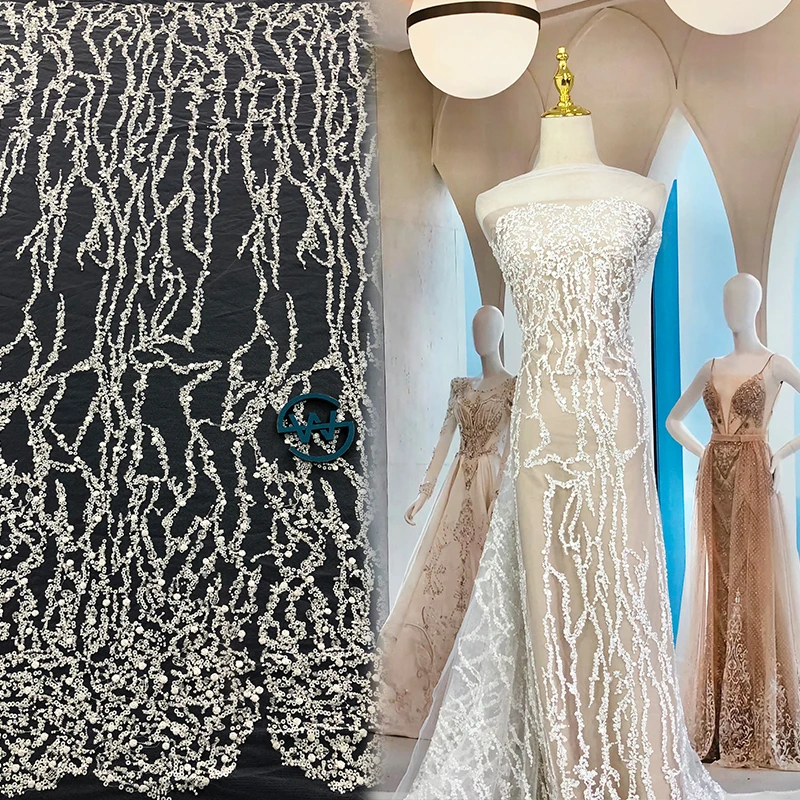 WE-2002 5mm sequin ankara multicolor sequin lace fabric 5 yards for Wedding Dress Materials