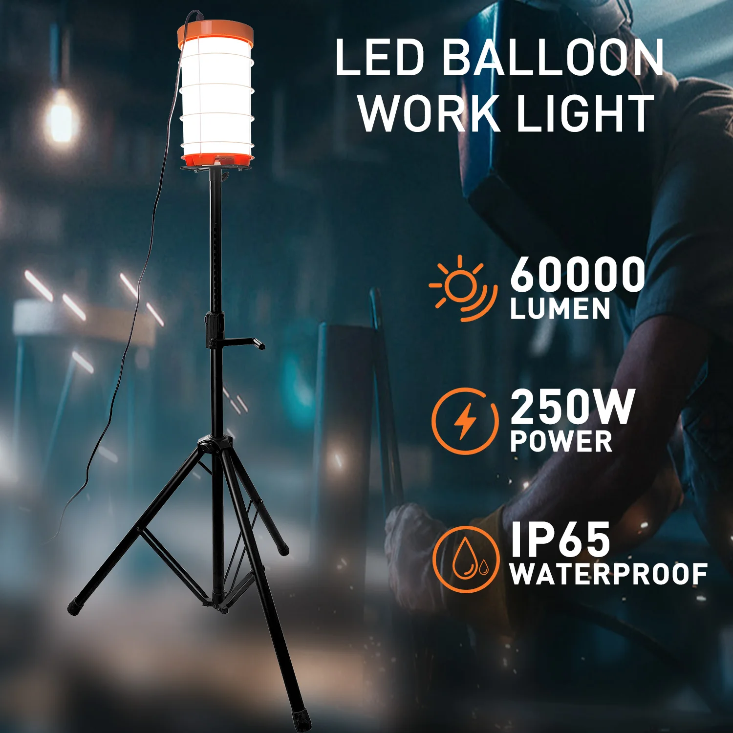 Outdoor construction site light 250w CE ETL led mobile tripod telescopic stand led balloon work light for Industrial use