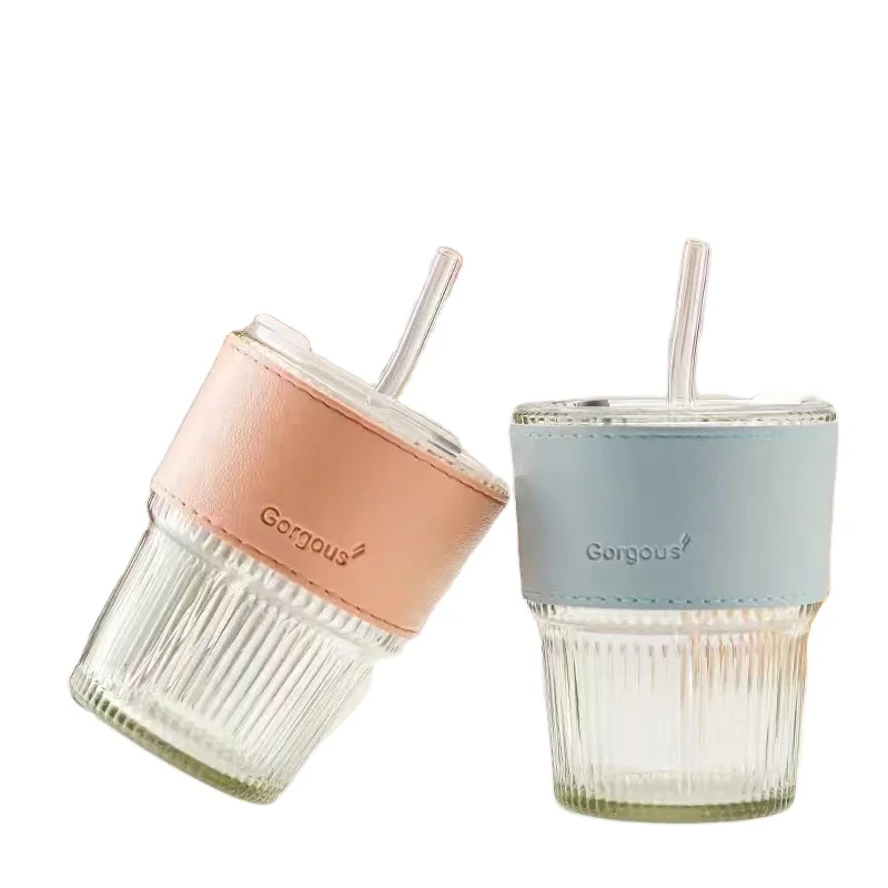 Wholesale Cheap Glass Tumbler Customized Logo Reusable Insulated Glass Coffee Cup Tea Mug With Sleeves And Glass Straw - Buy Bee