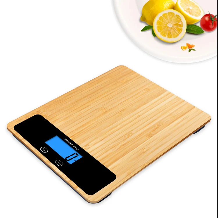 11Lb 5Kg Electric Weight Food Portable Digital Bamboo Kitchen Weighing Scales