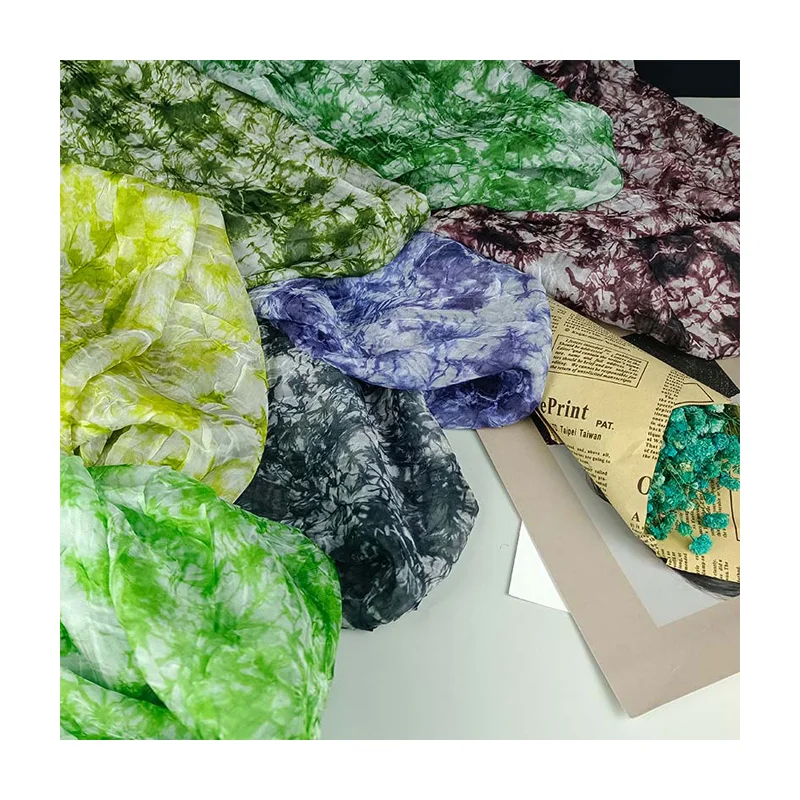 Competitive Price Low MOQ 100% Polyester Super Soft Crushed Tie Dye Chiffon for Scarfs