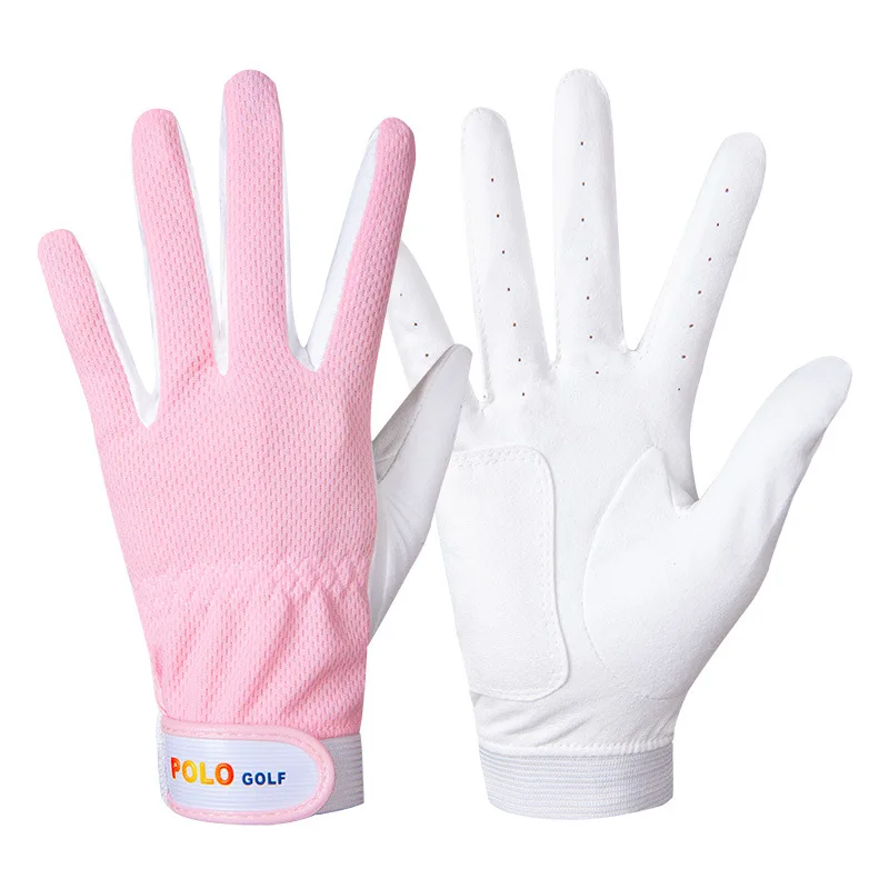Manufacturer Soft Full Finger Breathable Sports Gloves Microfiber Fabric Mesh Cloth Non-slip 1 Pair Women Glove for Golf