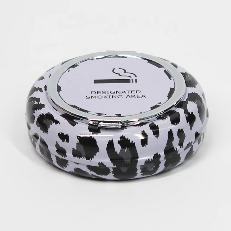 UKETA Custom logo Colorful Small Mini Tin Metal Design Pocket Cigarette Promotional Cheap Portable Ashtray