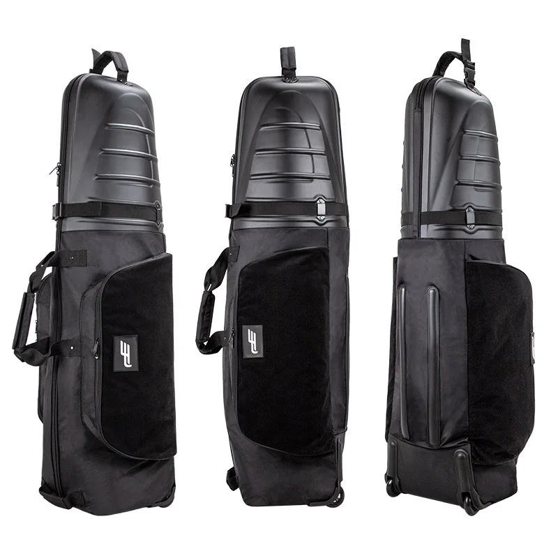 Low moq Black Plastic hard top golf trip bag Foldable waterproof canvas golf travel bags storage bag with wheel