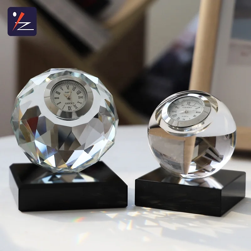 Fashion crystal clock, crystal desk clock, Crystal ball clock  Crystal ornaments   home decoration ornaments