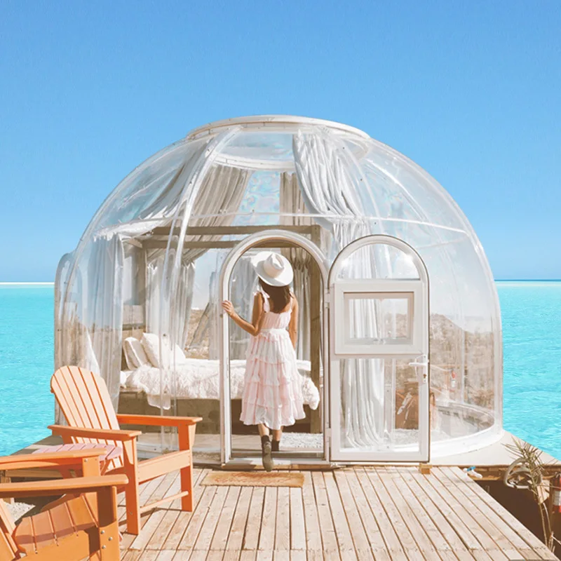 Custom Size Transparent Hotel Bubble Dome Tent House PC Igloo Aluminum Frame Glass for Glamping Garden Igloo