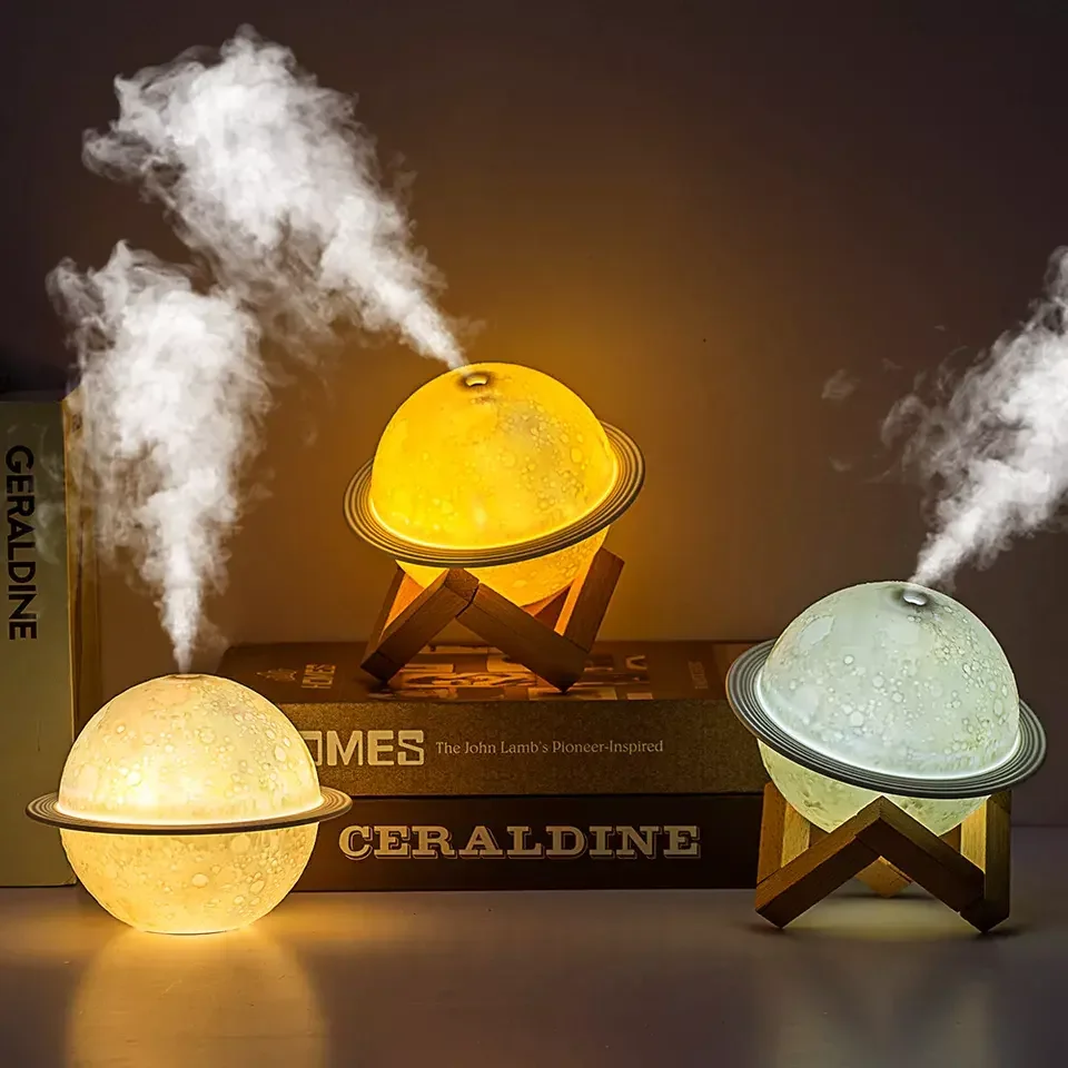 Usb Portable Planet Shape Smart Ultrasonic Aromatherapy Air Humidifier LED Light Aroma Diffuser