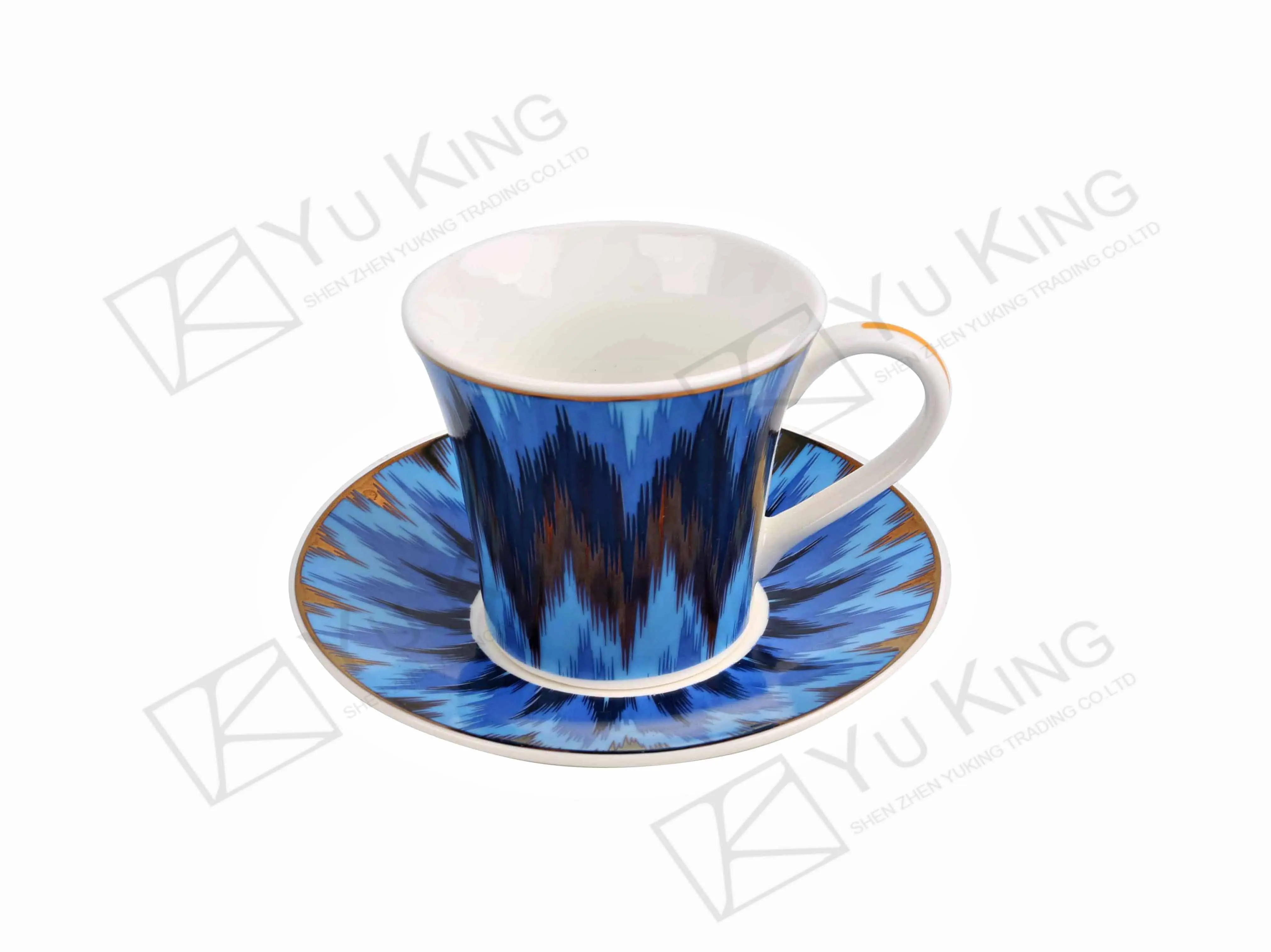 China 2019 Hot New Arab Ceramic Ethiopian Coffee Cup Set with Cup and Saucer Blue Pattern Support Customization