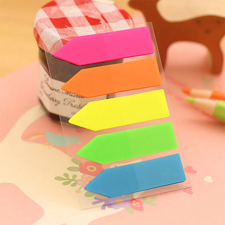 PET Material Self-Adhesive Page Markers Neon Colored Index Tabs Self-Stick mini notas adhesivas Sticky Note