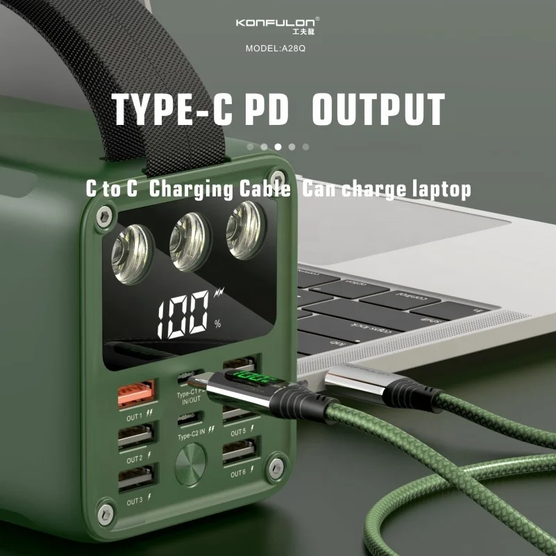 Konfulon Trending New Release Power Bank 60000mah QC3.0 PD22.5W Fast Charge Power Station External Battery Pack Laptop Powerbank